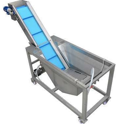 Buncar receptie si spalare mere cu banda elevatoare VLE 