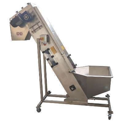 Buncar receptie si spalare mere cu banda elevatoare 